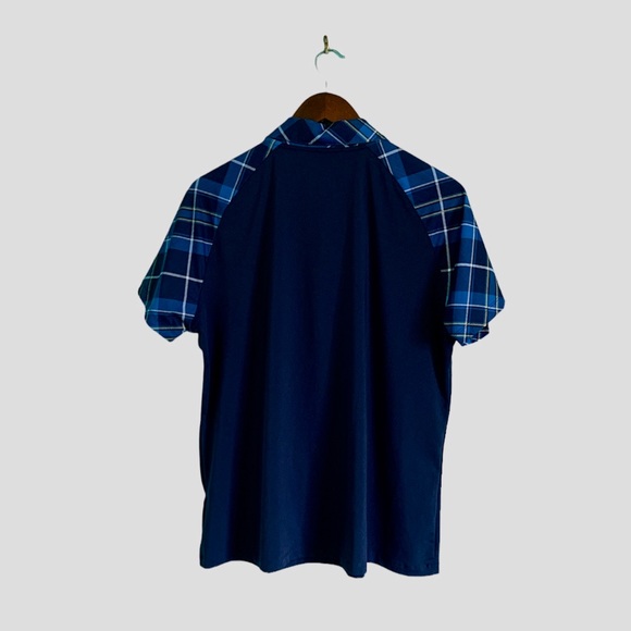 Lady Hagen navy blue golf shirt size XXL plaid trim short sleeve athletic active - Picture 2 of 5
